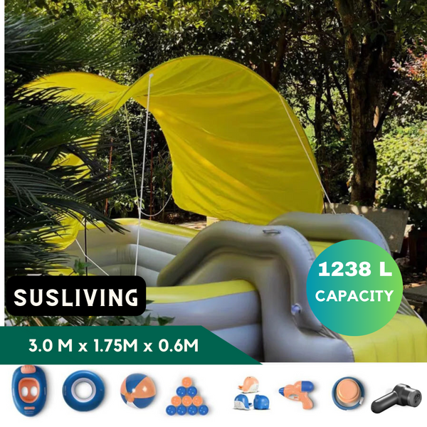 Susliving Morandi Yellow Auto Inflatable Outdoor Swimming Pool Lux Package