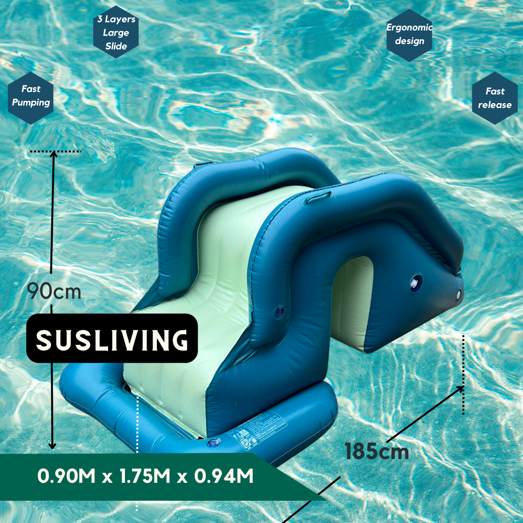 Susliving Morandi Blue Auto Inflatable Outdoor Swimming Pool Lux Package