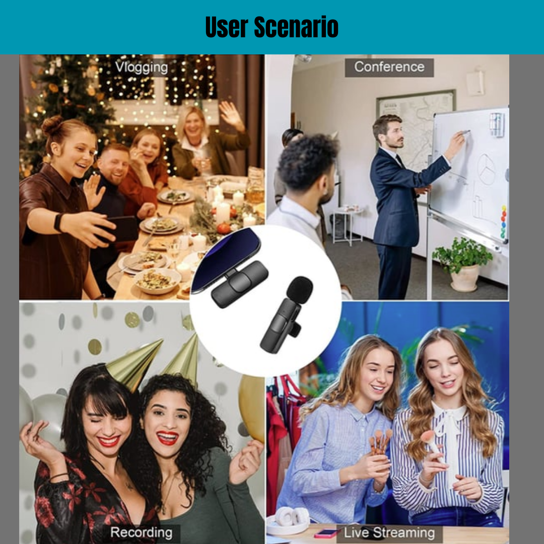 Susliving Wireless Lavalier Receiver Mic iOS & Android Live Streaming For Vlogging Content Creator