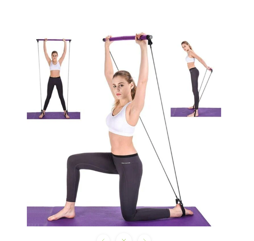 Multi-Functional Portable Pilates Stretch Rope Exercise Bar-Purple