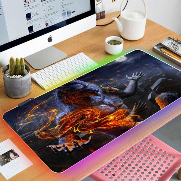 Werewolf RGB Gaming Mouse Pad Rubber Keyboard 800mm