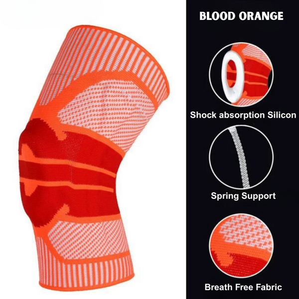 Winter Knee Support Brace Knee Protector with silicon pad - Orange