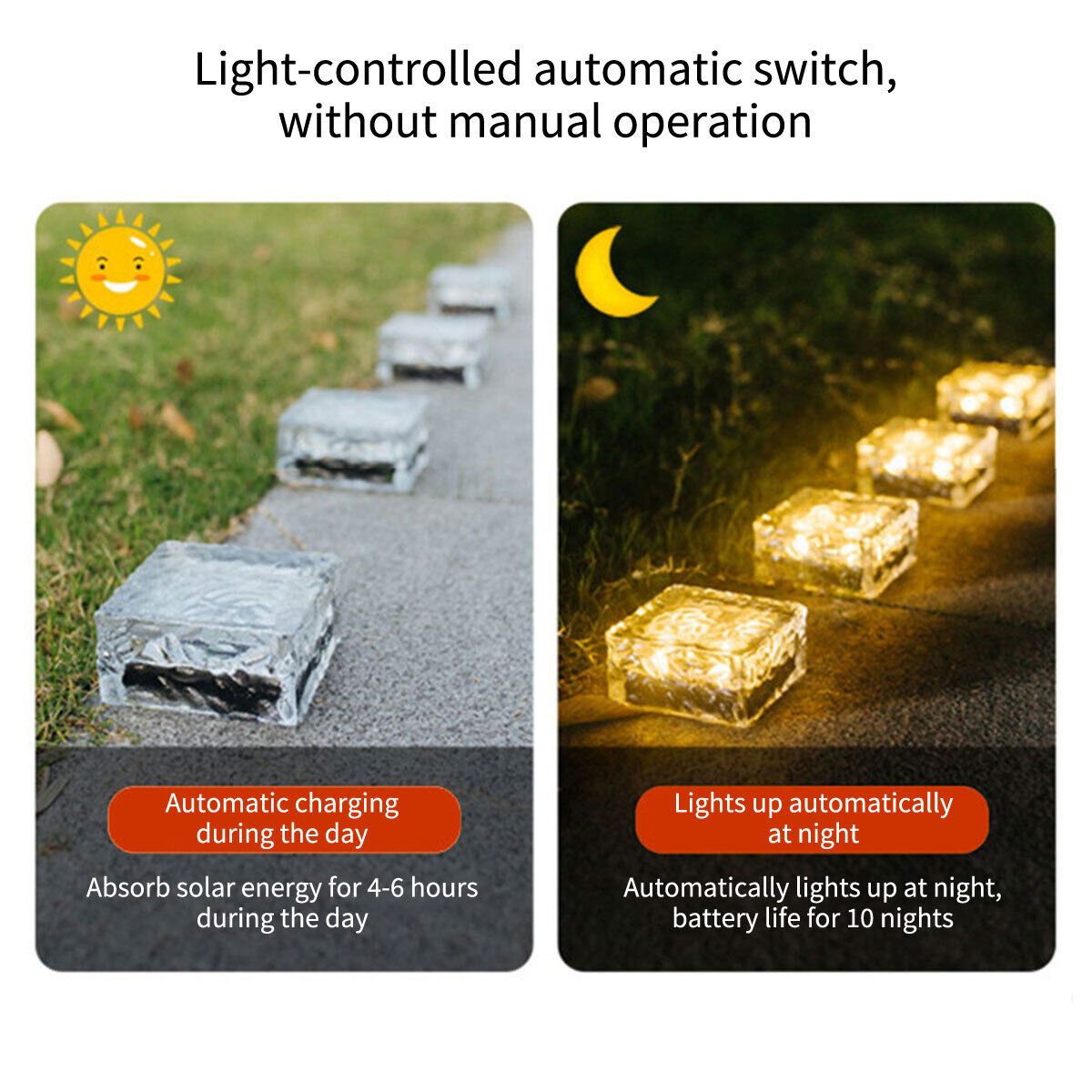 Susliving Solar Brick Light Ice Cube Outdoor Garden Lamp Paver Lights Landscape