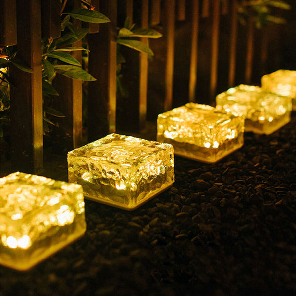 Susliving Solar Brick Light Ice Cube Outdoor Garden Lamp Paver Lights Landscape