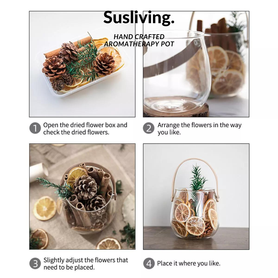 Susliving Dried Foliage Pinecones Eucalyptus Lemon Cinnamon Décor Home Aromatherapy