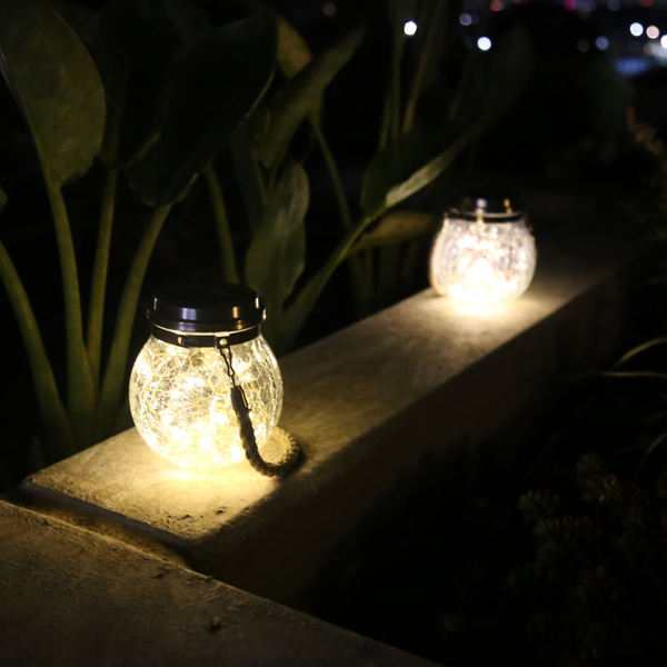 6PCs Combo Susliving Fairy LED string Solar Hanging Light Crack Glass Lantern