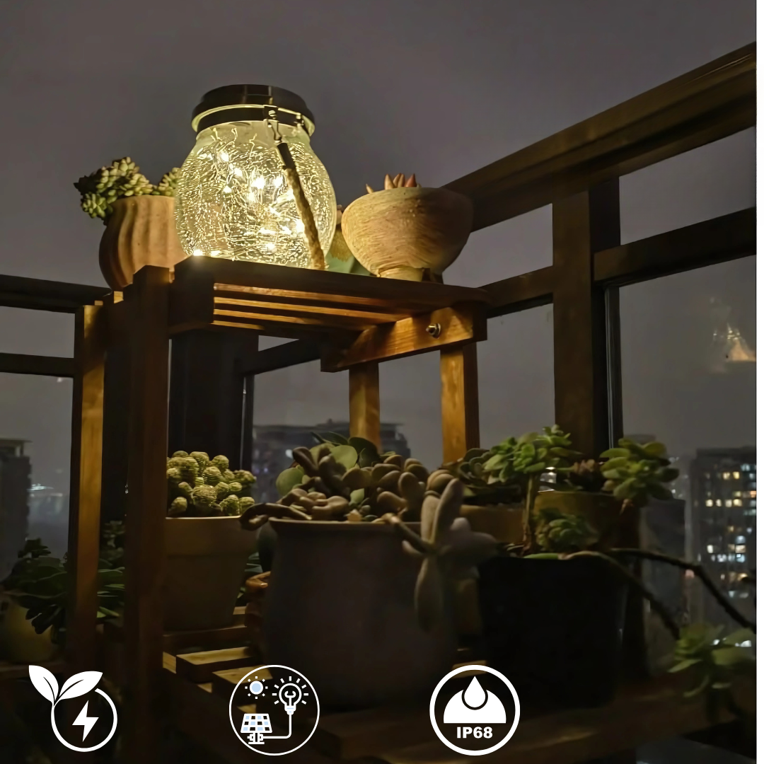6PCs Combo Susliving Fairy LED string Solar Hanging Light Crack Glass Lantern