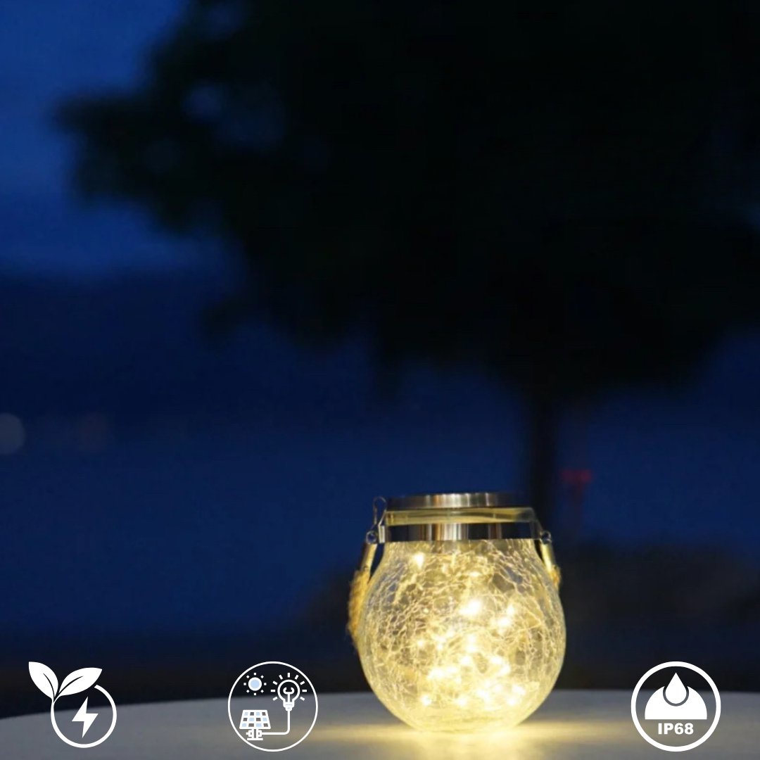 6PCs Combo Susliving Fairy LED string Solar Hanging Light Crack Glass Lantern