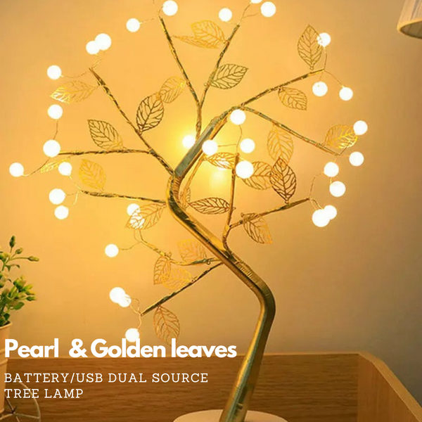 Pearl Golden Leaf Tree Light with usb charger