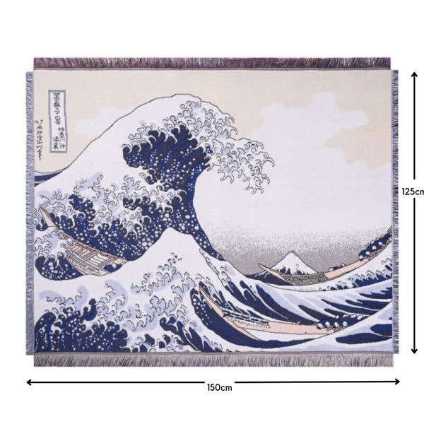 Rare Artistic Blanket Great Waves Off Knagawa By Hokusai Art 150cm X 125cm