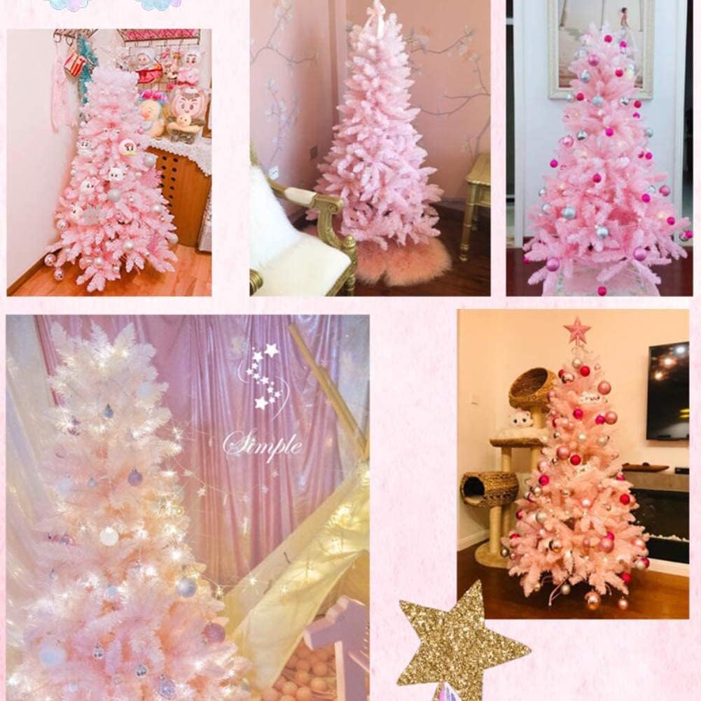 Susliving 7FT Xmas TREE Cherry Blossom Pinkish 2.10m Christmas Fairy Tree White Tips