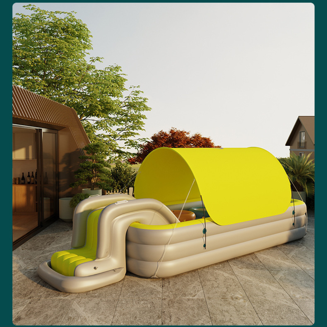 Susliving Morandi Yellow Auto Inflatable Outdoor Swimming Pool Lux Package