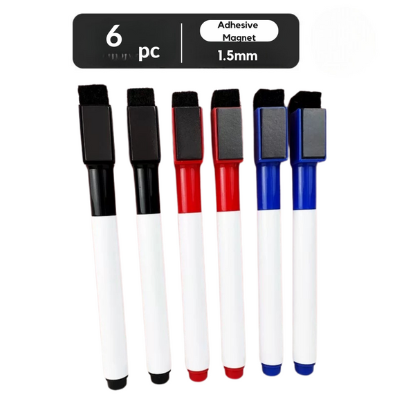 Whiteboard Marker Fridge Magnetic 6PCs Ink Pen Dry wipe Foam Rubber