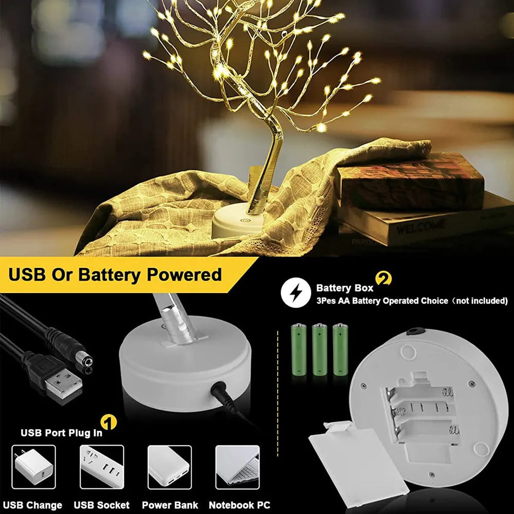 Pearl Golden Leaf Tree Light with usb charger