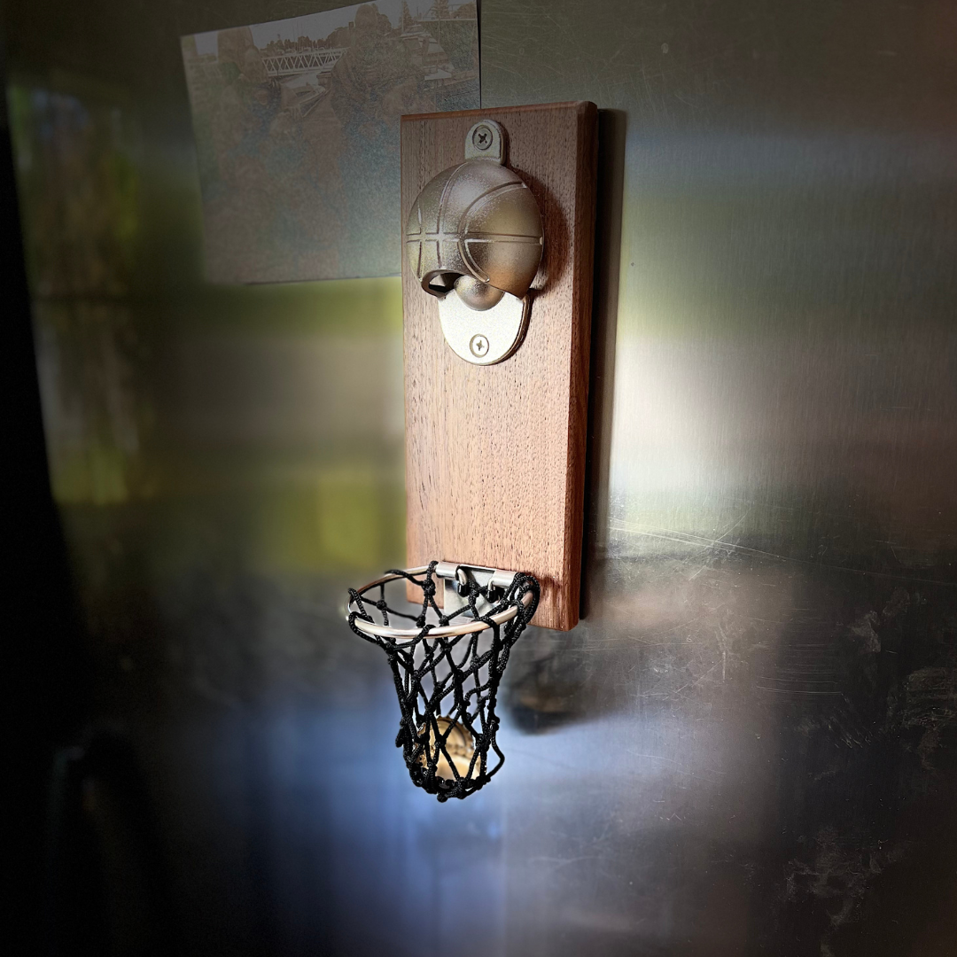 Wall Mounted Retro Mahogany Wood Stainless Steel Bottle Opener with Catcher Bar Gadget