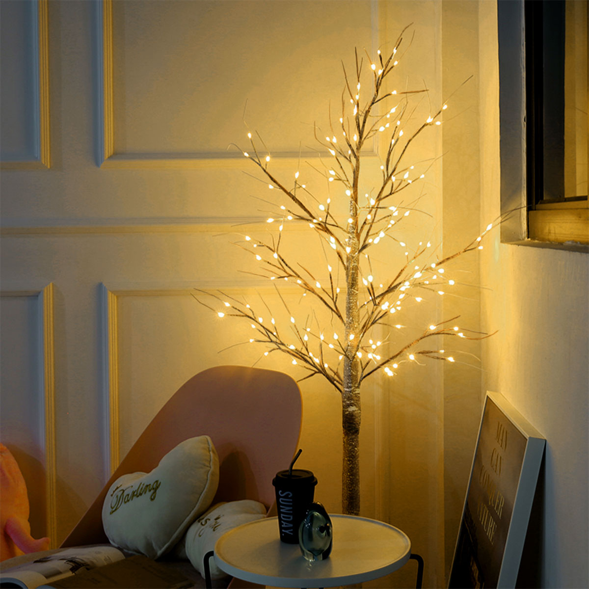 Xmas Simulation Snow Tree Light LED Christmas Branch Festival Home Garden Celebr - Gadget arcade