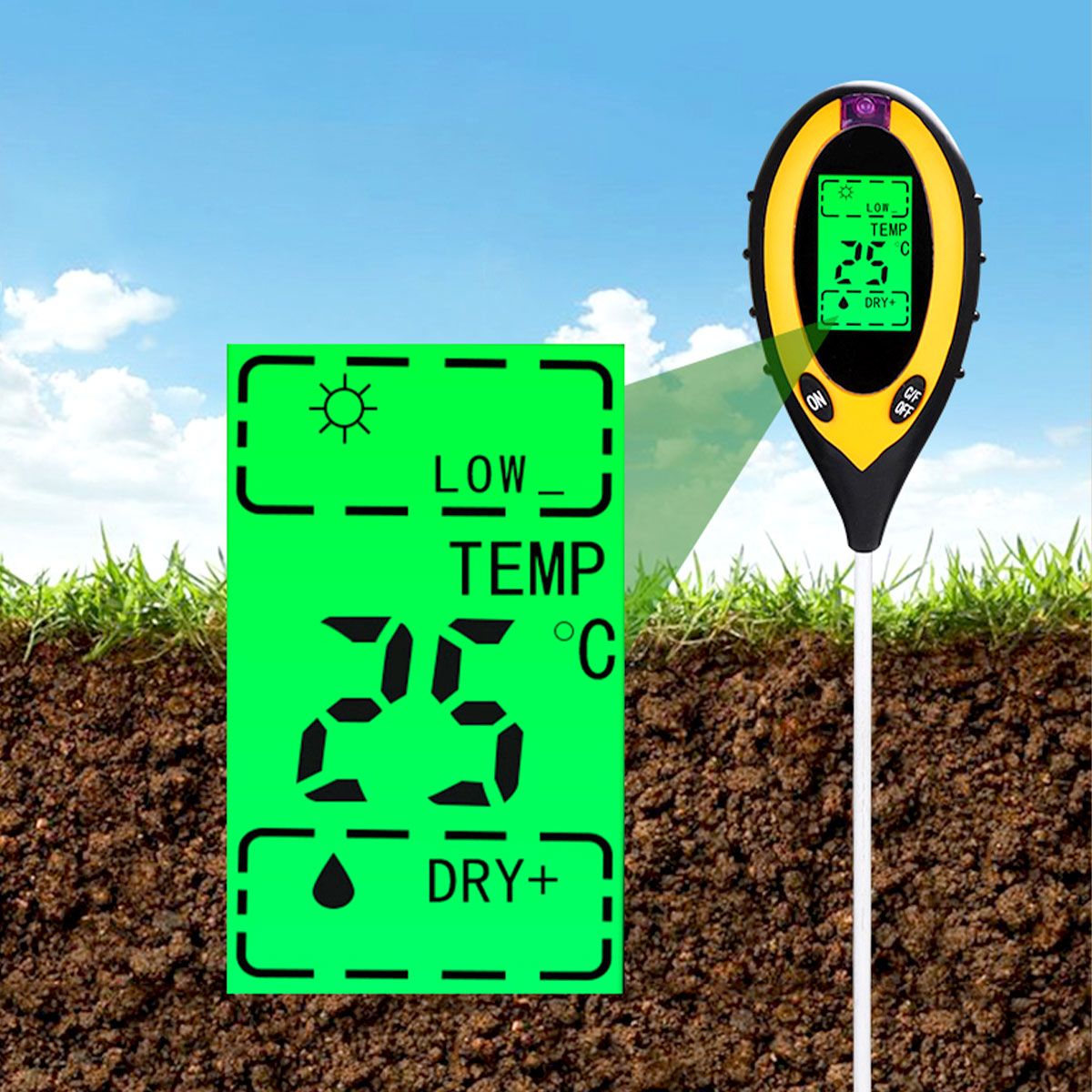 4 in 1 Soil PH Tester Water Moisture Sunlight Test Monitor For Garden Pot Plant - Gadget arcade