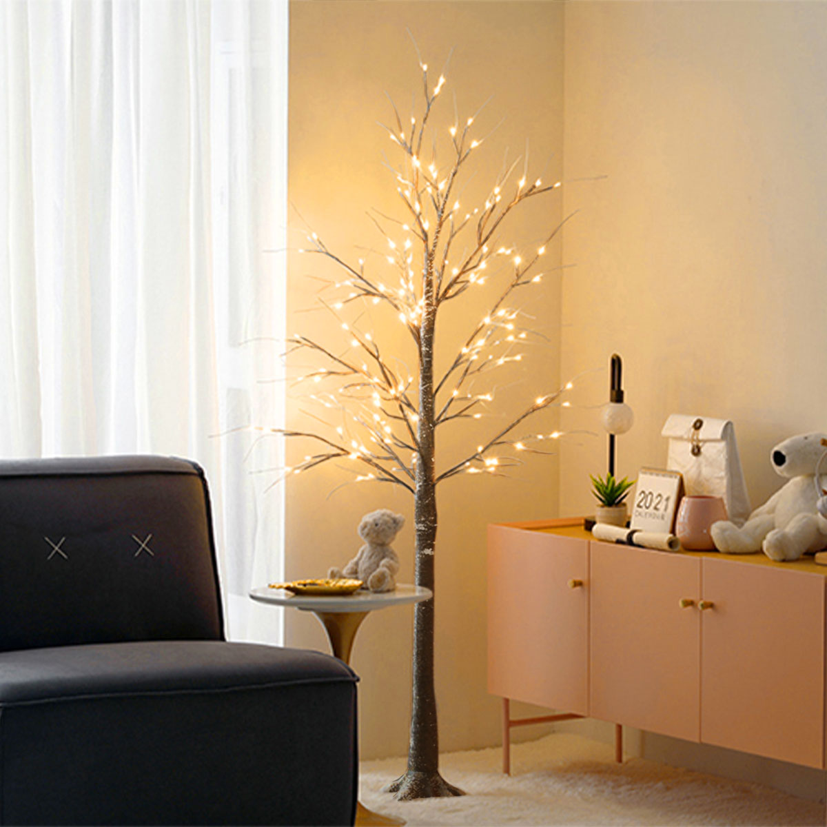 Xmas Simulation Snow Tree Light LED Christmas Branch Festival Home Garden Celebr - Gadget arcade