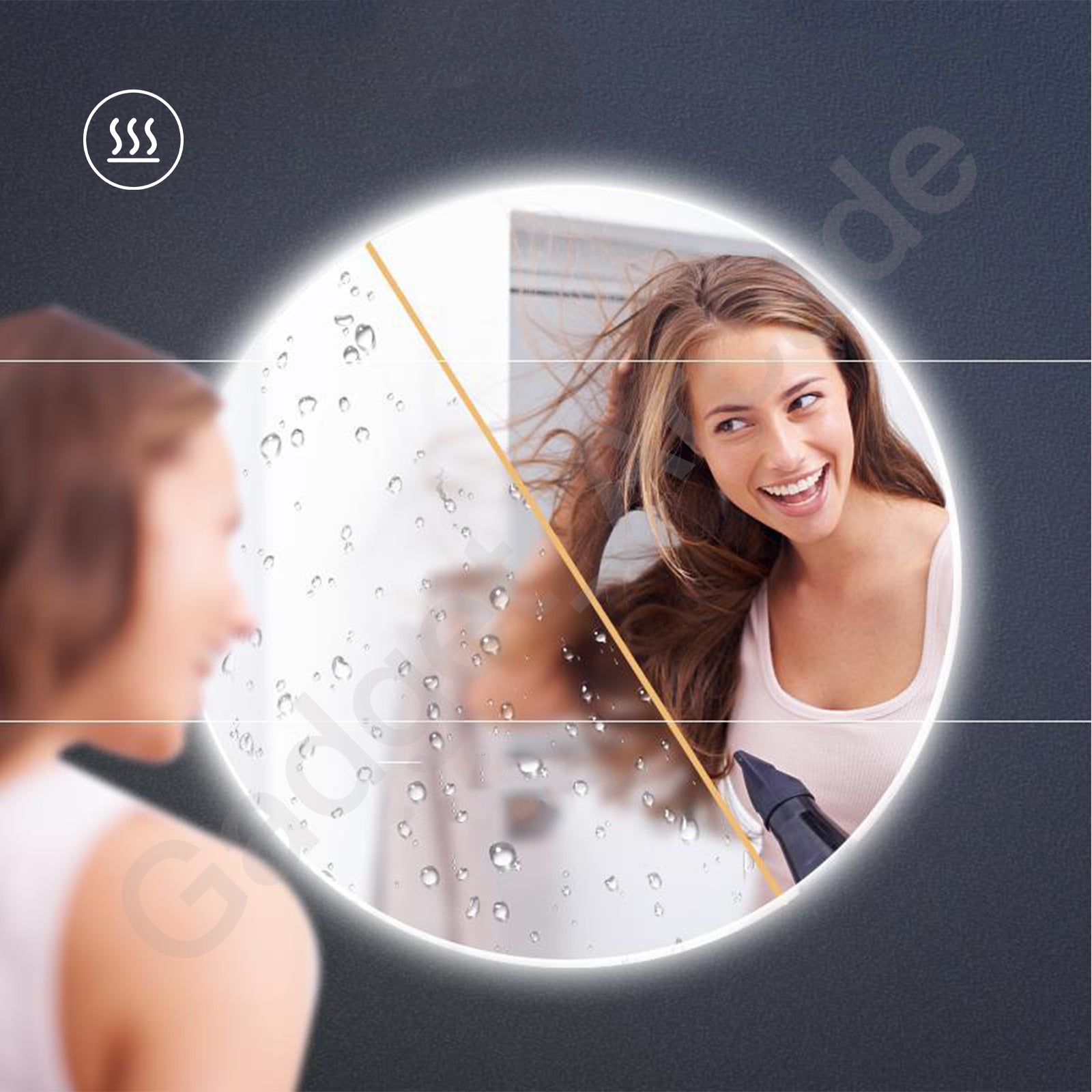 600mm Frameless Touchscreen LED Mirror Bathroom Anti-fog Illuminated Time Temp - Gadget arcade