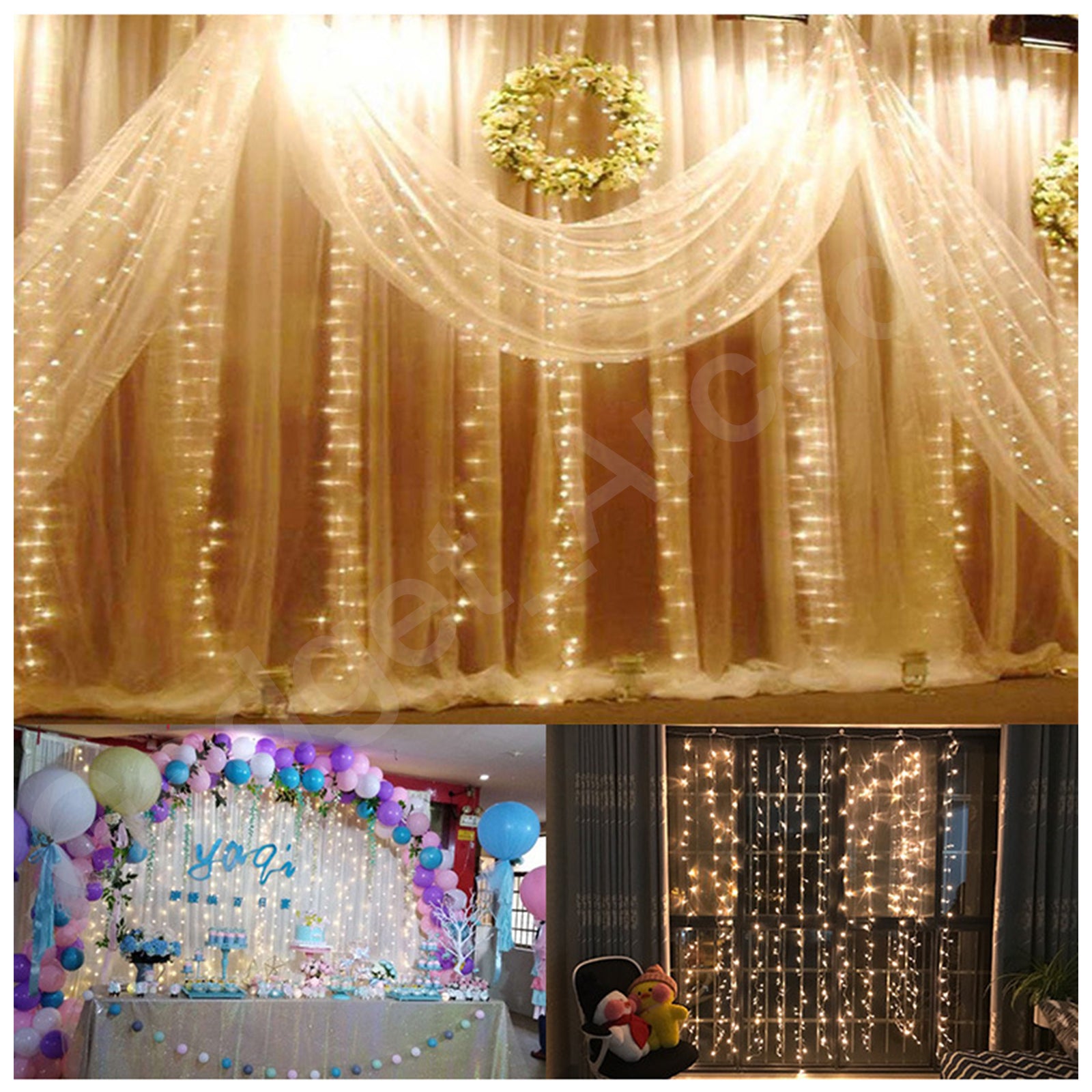 Christmas String 300/600 LED Curtain Fairy Lights  Wedding Outdoor Garden Party - Gadget arcade