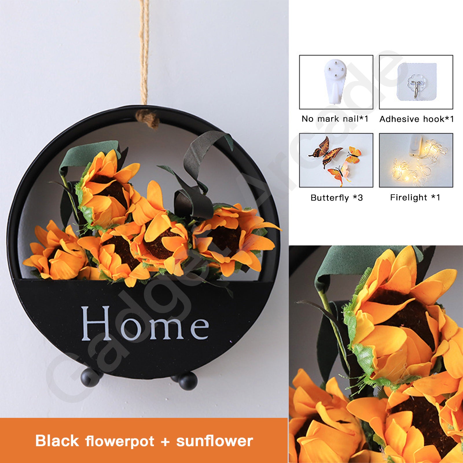 Ins Home Artificial Faux Flower Wall Hanging Plant Garland Steel Metal Hoop Set - Gadget arcade