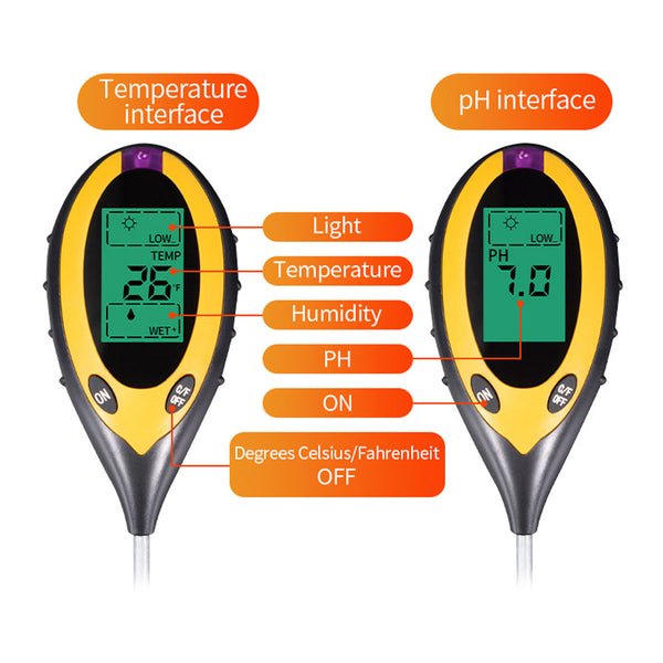 4 in 1 Soil PH Tester Water Moisture Sunlight Test Monitor For Garden Pot Plant - Gadget arcade