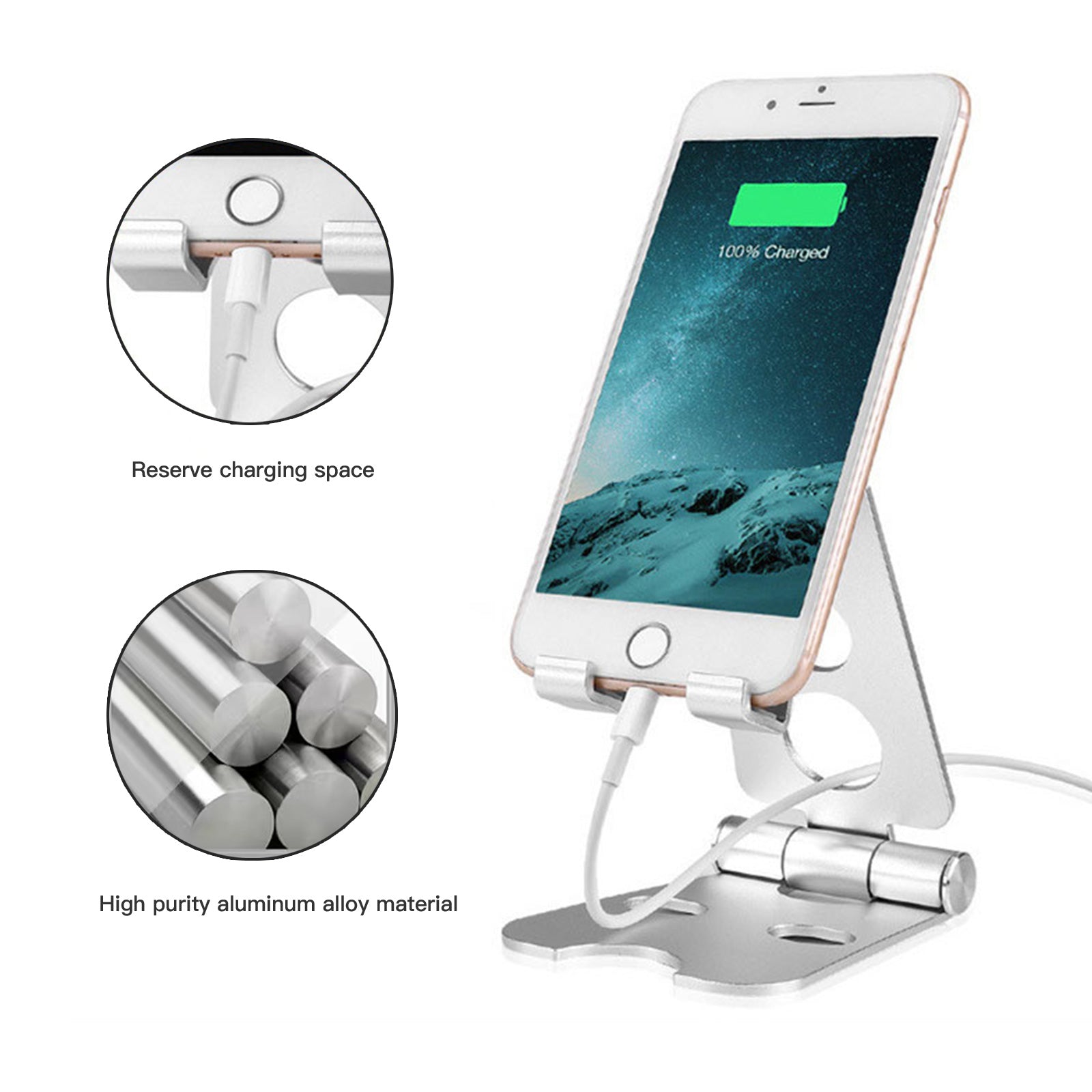 Aluminum Phone Stand Holder Desk Table Cell Phone Home Office Universal Mobile - Gadget arcade