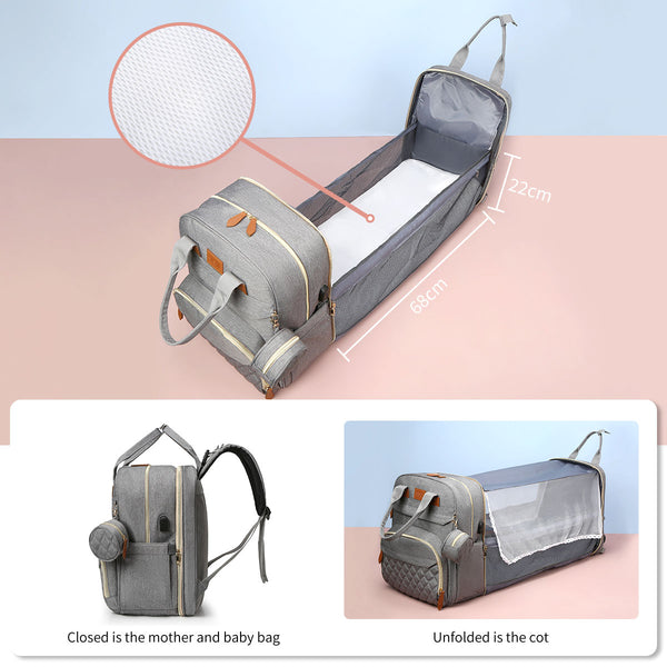 Mummy Baby Bag Upgraded Sleeping Mosquito Net Folding Crib Bed Backpack Outdoor - Gadget arcade