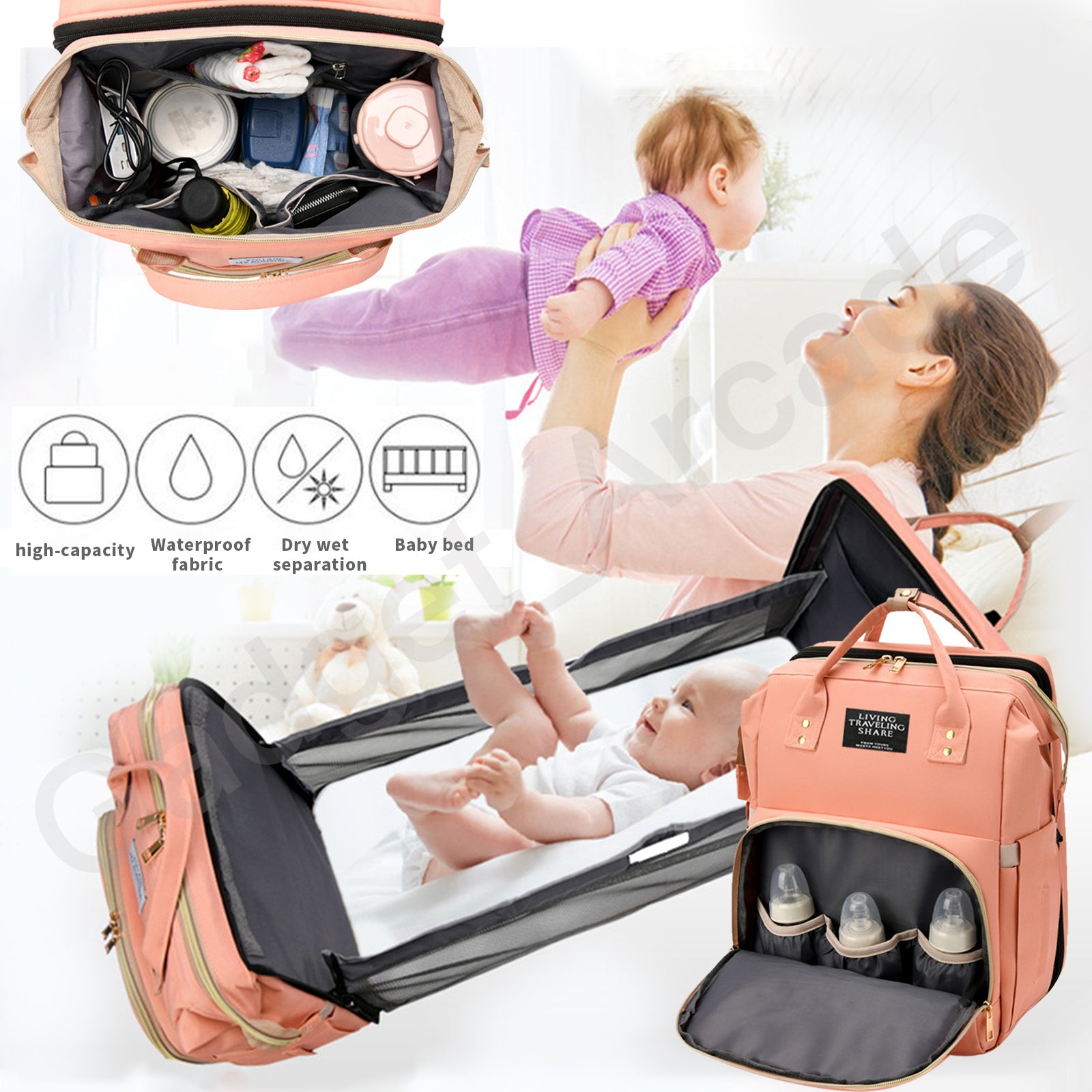 Mummy Baby Bag Sleeping Shade Folding Bed - Gadget arcade