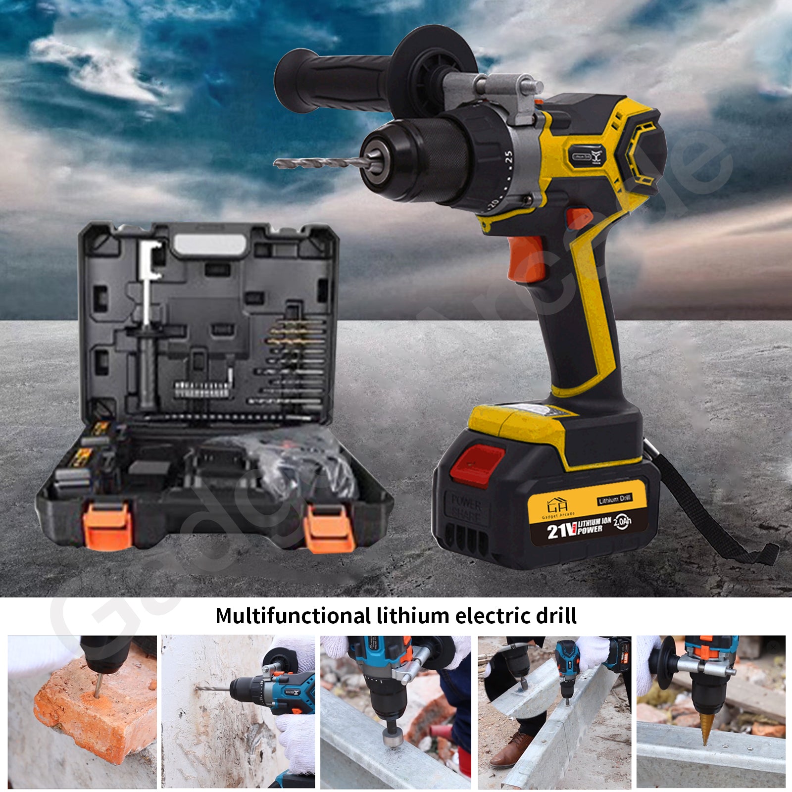 Brushless Hammer Drill Cordless Power Tool Set - Gadget arcade