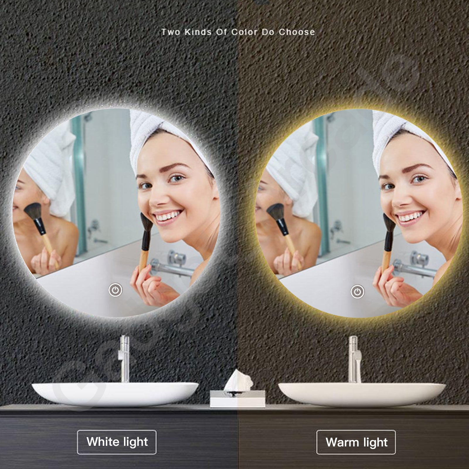 600mm Frameless Touchscreen LED Mirror Bathroom Anti-fog Illuminated Time Temp - Gadget arcade