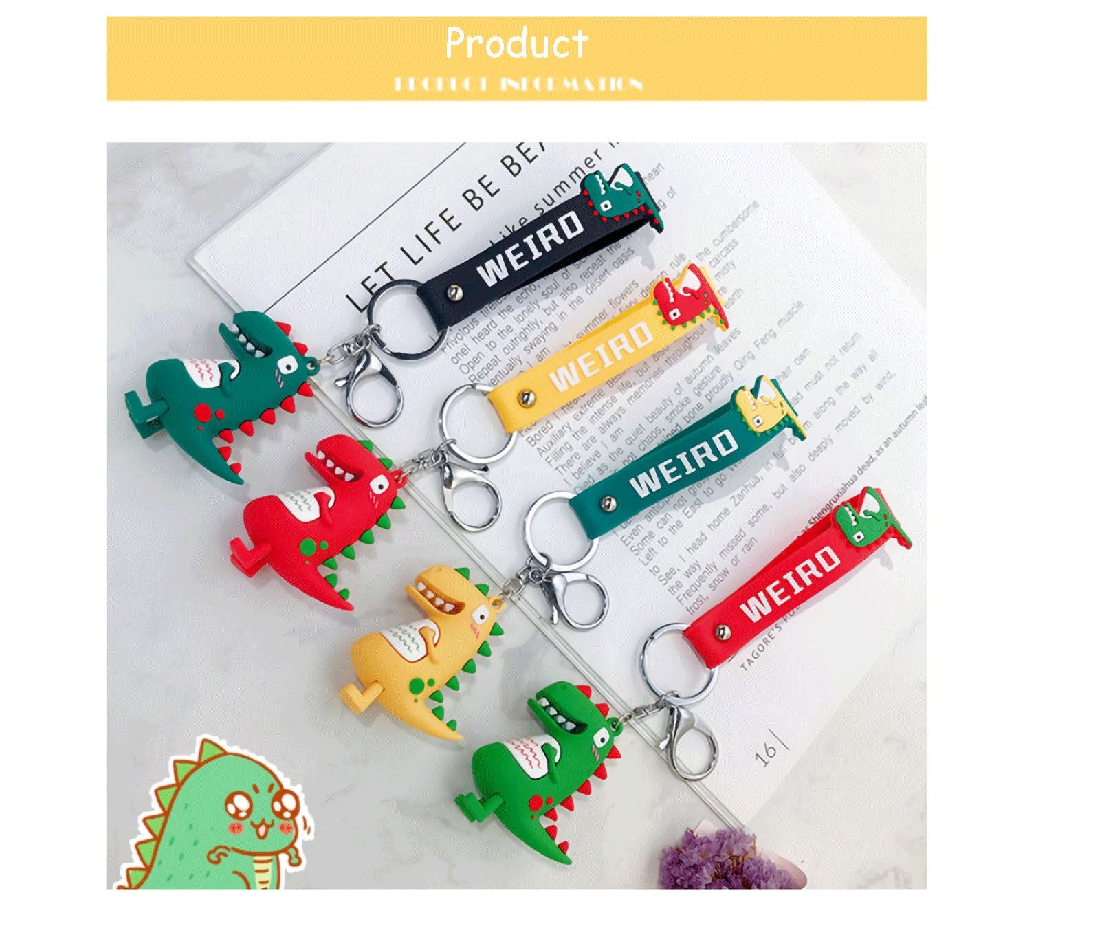 Cartoon Cut Dinosaur Keychain - Gadget arcade