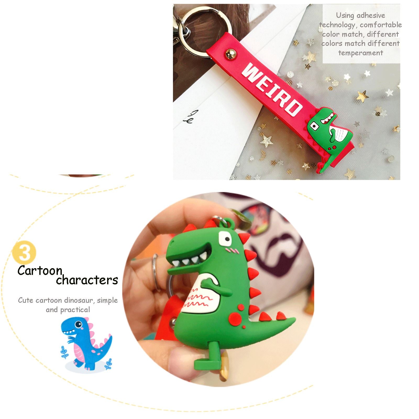 Cartoon Cut Dinosaur Keychain - Gadget arcade