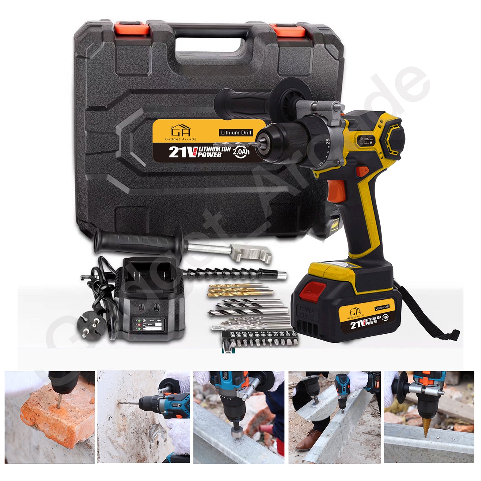 Brushless Hammer Drill Cordless Power Tool Set - Gadget arcade