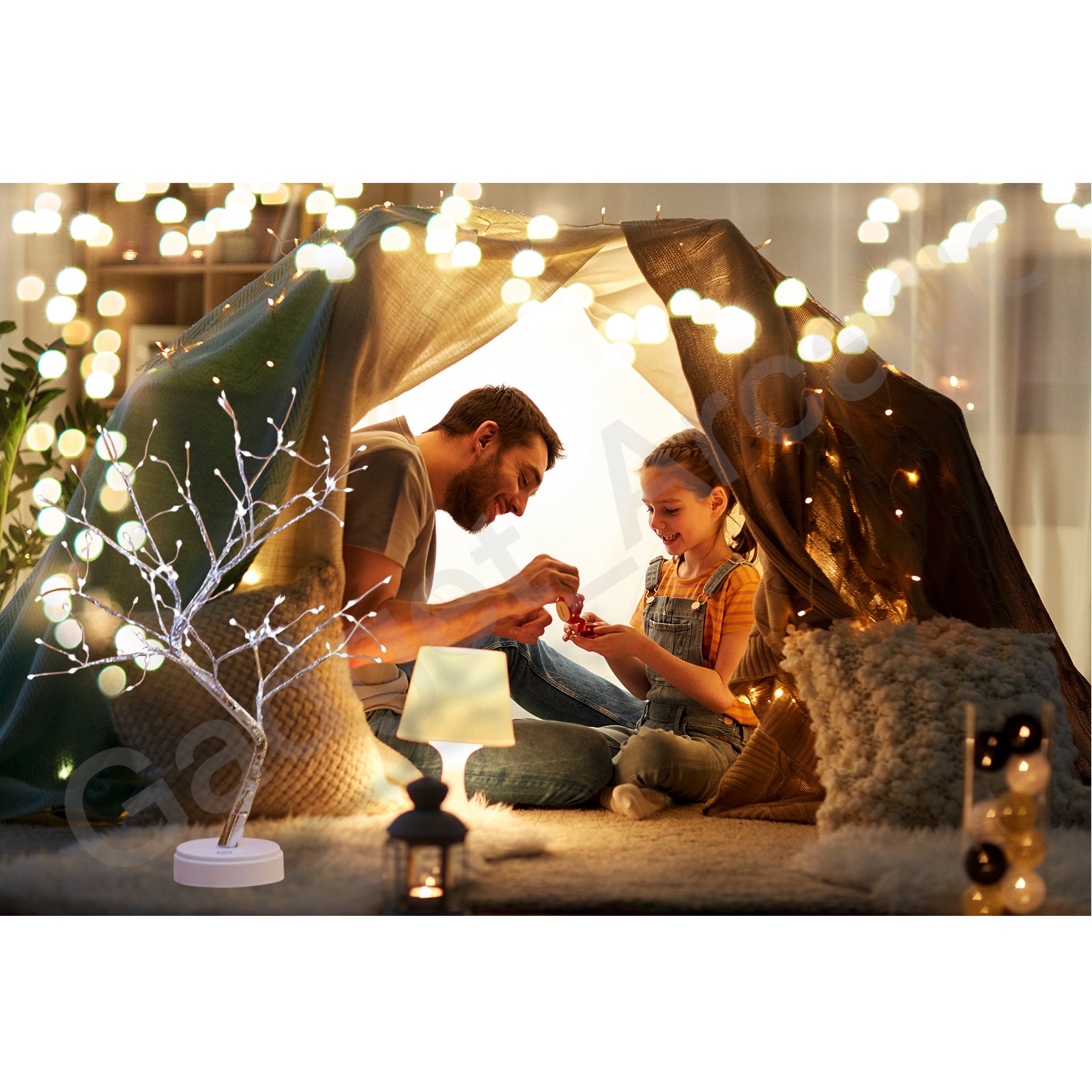 Desk Lamp Tree Lights USB Connection Night Light Two Way Battery Cable Portable - Gadget arcade