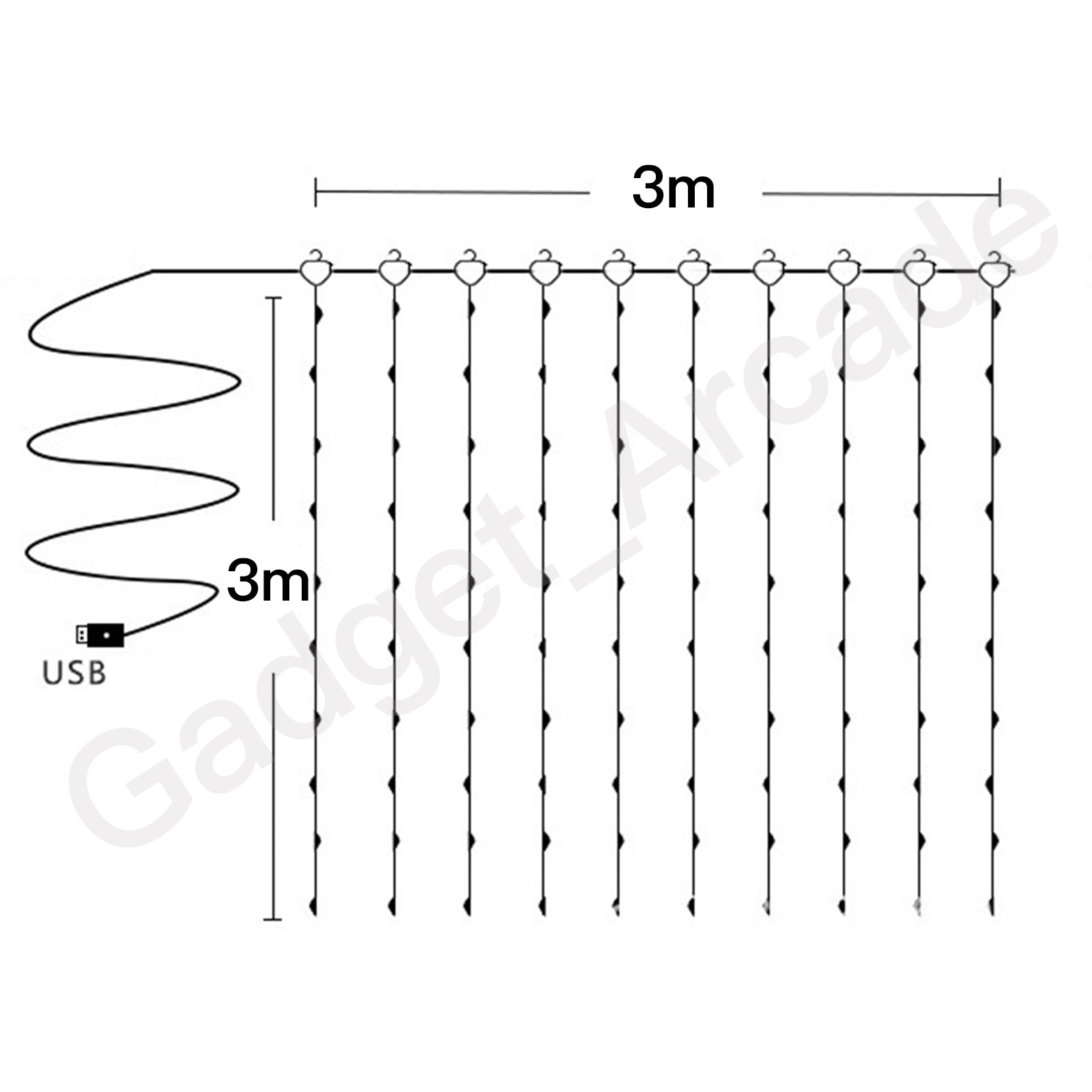 LED Curtain Fairy Lights With USB Adaptor - Gadget arcade