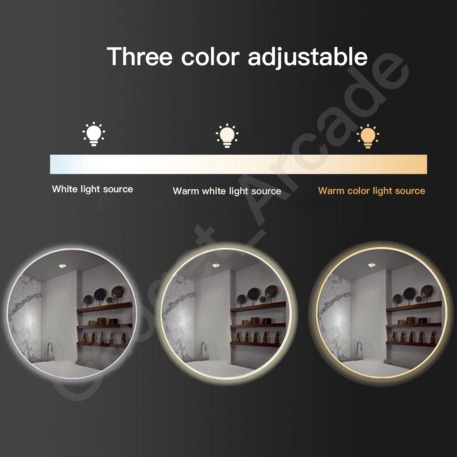 600mm Frameless Touchscreen LED Mirror Bathroom Anti-fog Illuminated Time Temp - Gadget arcade