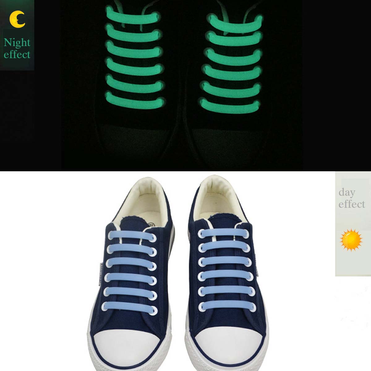 Luminous Easy Lazy No Tie Elastic Silicone Shoe Laces Shoelaces Adult Unisex - Gadget arcade