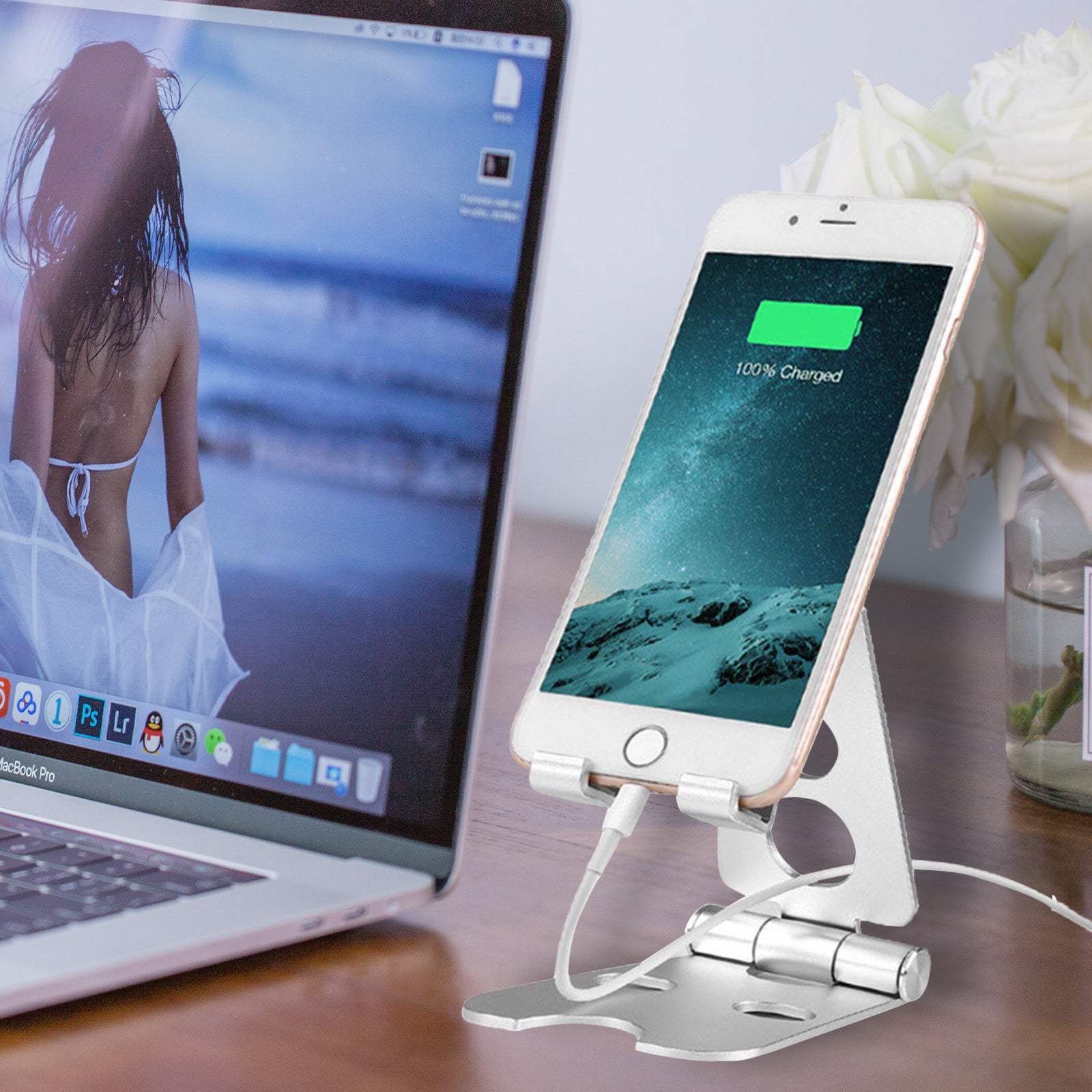 Aluminum Phone Stand Holder Desk Table Cell Phone Home Office Universal Mobile - Gadget arcade