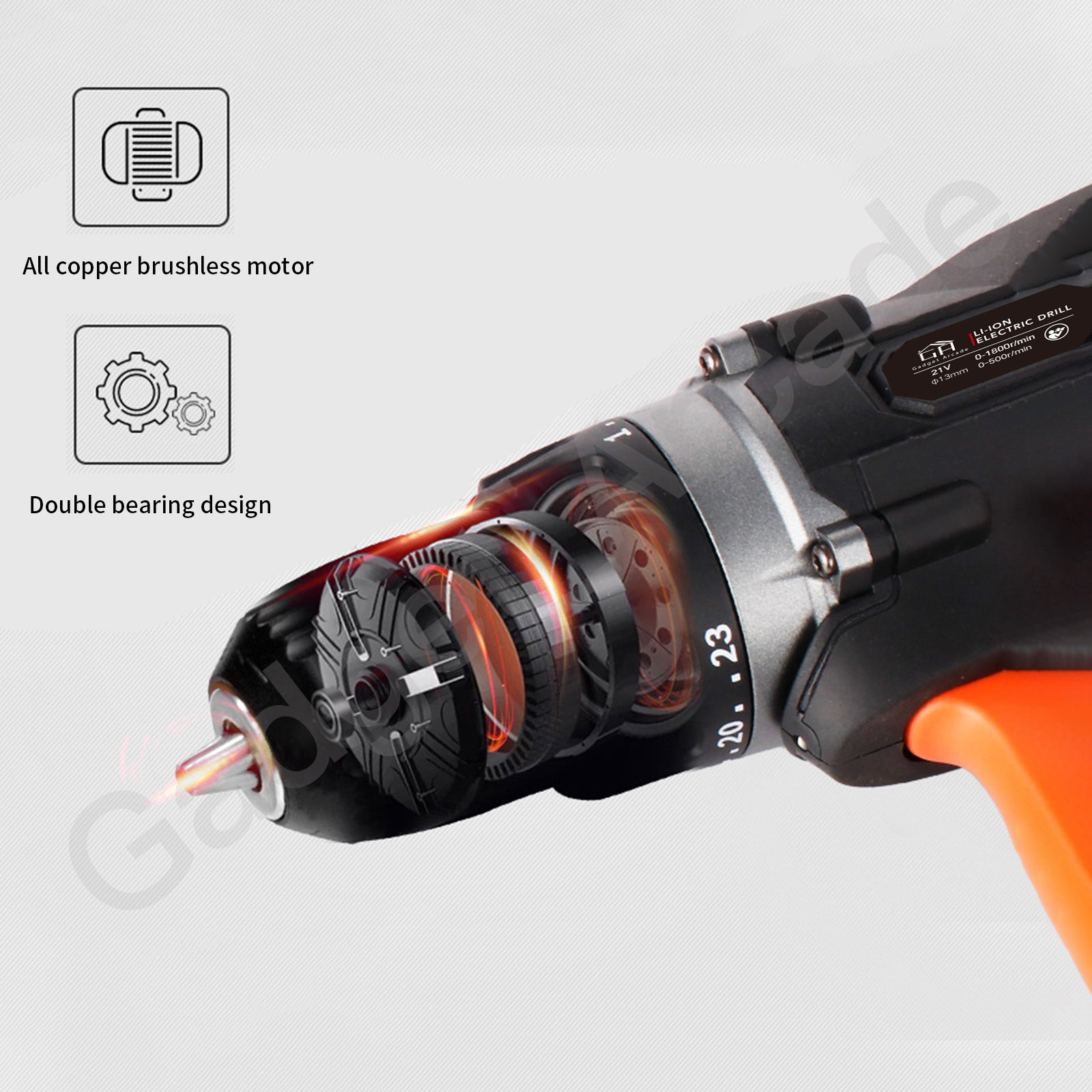 Brushless Hammer Drill Cordless Power Tool Set - Gadget arcade