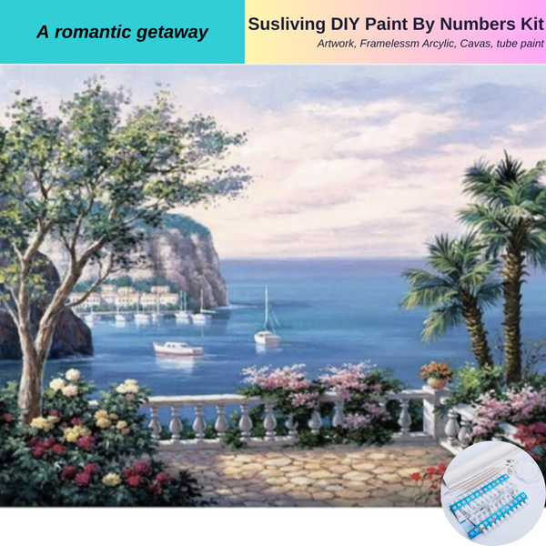 Mediterranean Sea DIY Paint by Numbers Kit for Susliving Art Large 40x50 cm