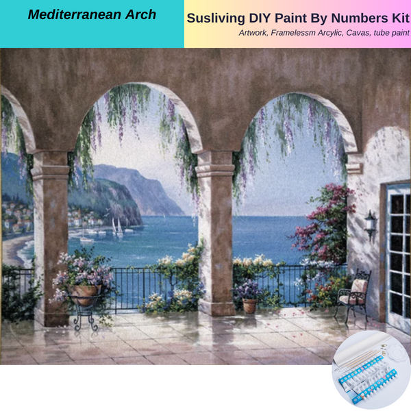 Mediterrane Arch DIY Paint by Numbers Kit for Susliving Art Large 40x50 cm