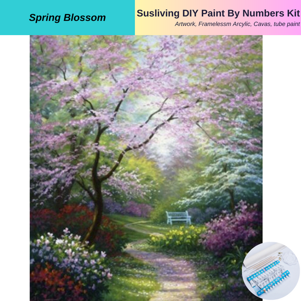 Spring Blossom DIY Paint by Numbers Kit for Susliving Art Large 40x50 cm