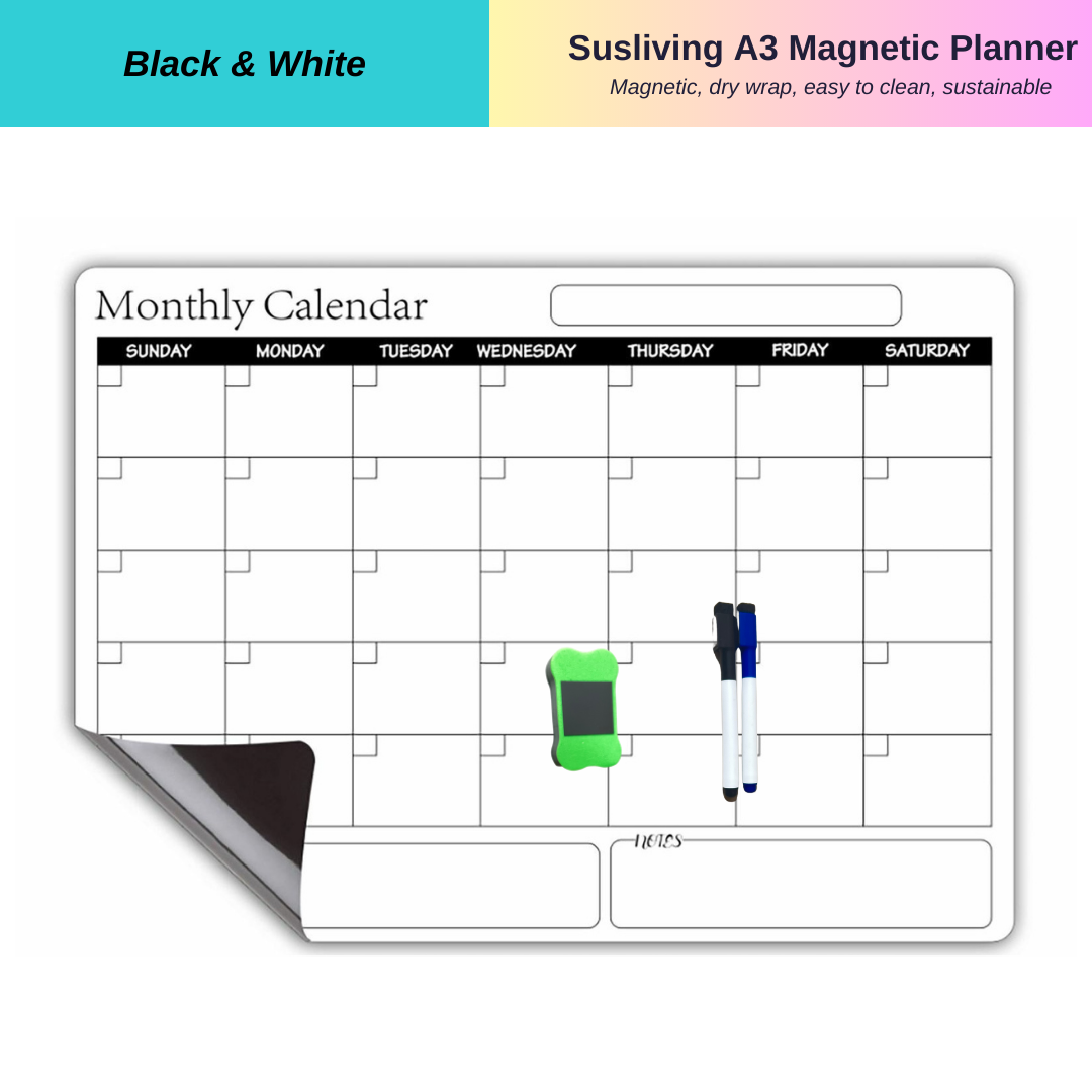 Magnetic Fridge Door Monthly Planner Sustainable Calendar Marker Rubber Set