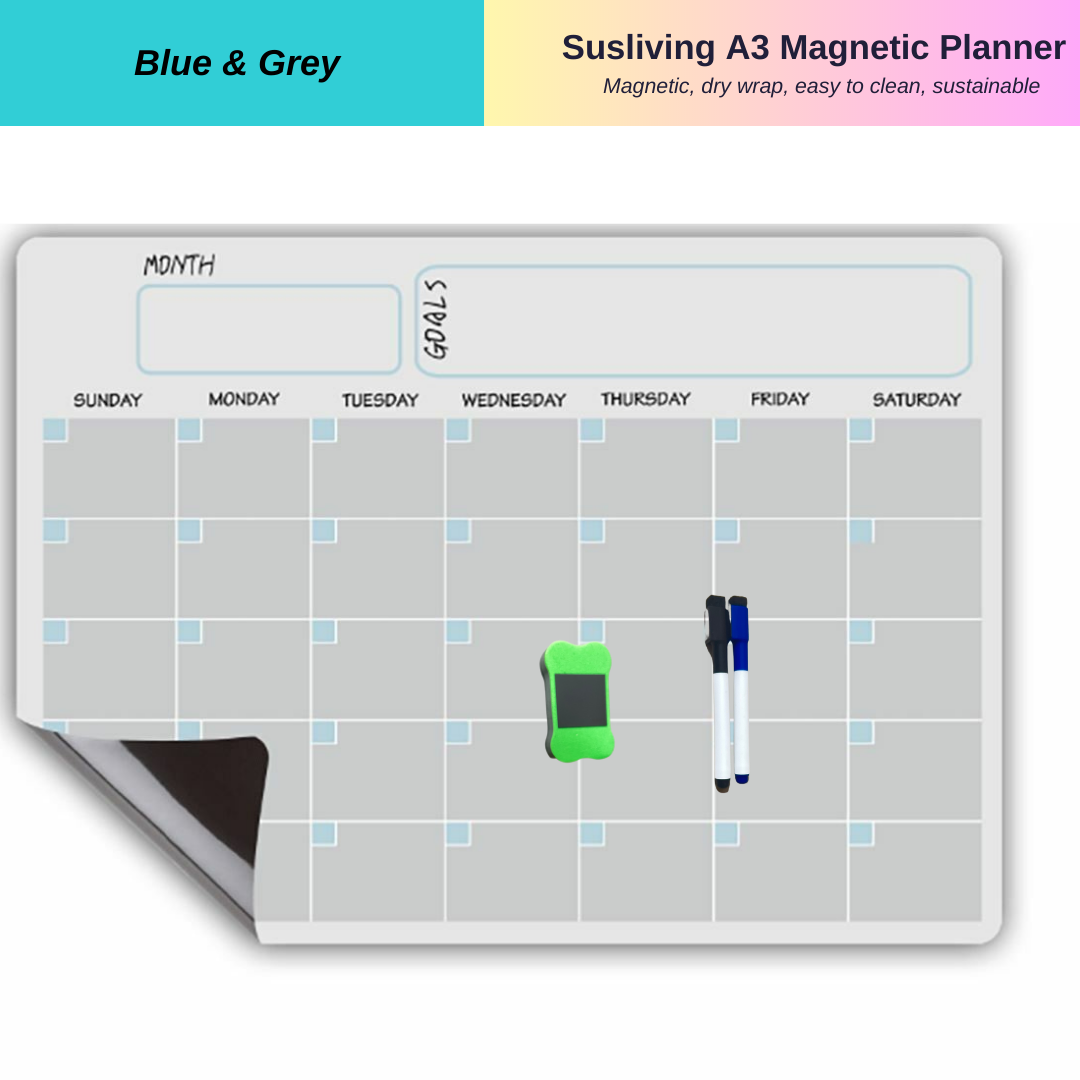 Magnetic Fridge Door Monthly Planner Sustainable Calendar Marker Rubber Set