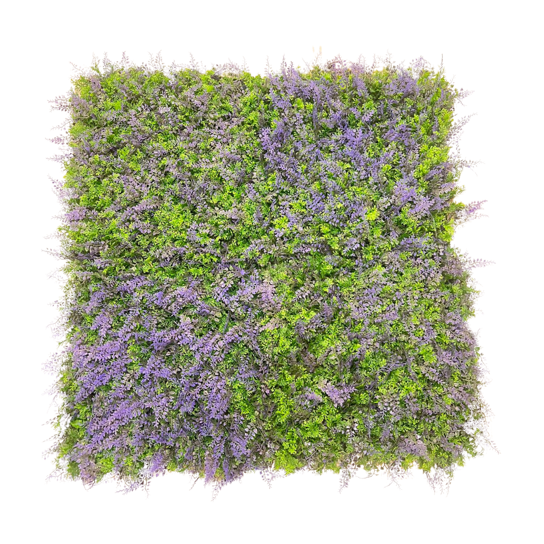 Susliving 4PCS PACK Lavender Watergrass Faux Vertical Garden Wall Panel 100 by 100 cm