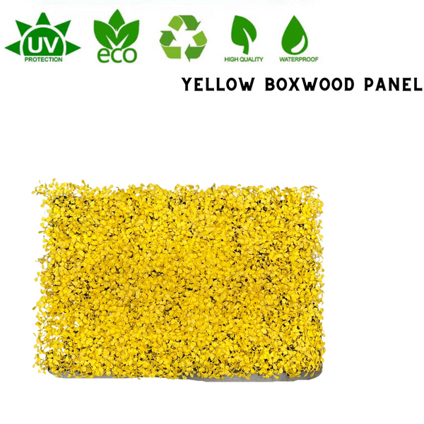 Pack Of 10 Yellow UV Proof Artificial Faux Boxwood Grass Vertical Wall Panel 40 by 60cm