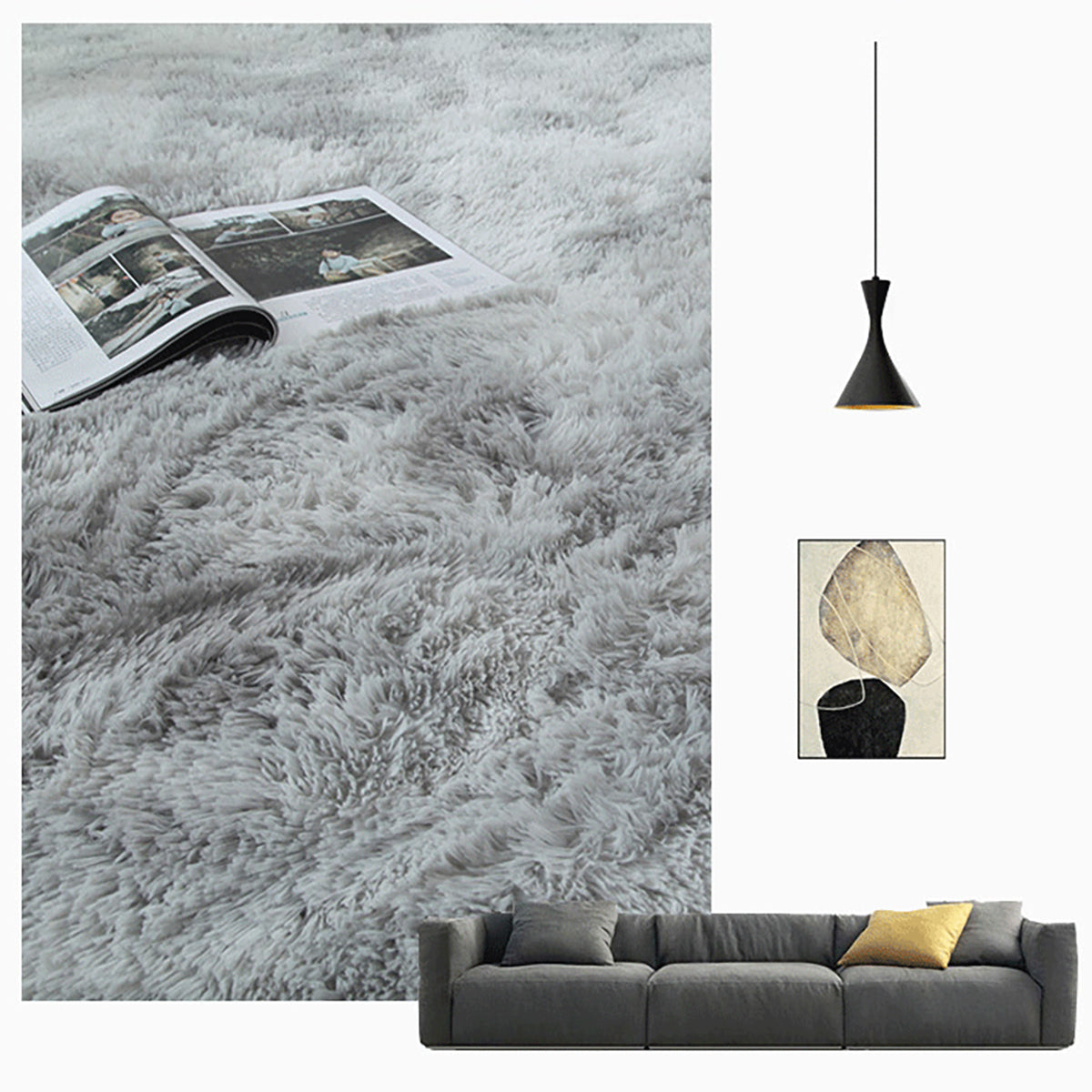 Large Rectangle Shaggy Carpet Bedroom Floor Living Pads Mat Soft Fluffy Rugs - Gadget arcade