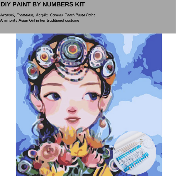 Art DIY Paint by Numbers Kit Large 40 by 50 Oil Painting Minority Exotic Ethnics Girl Portrait