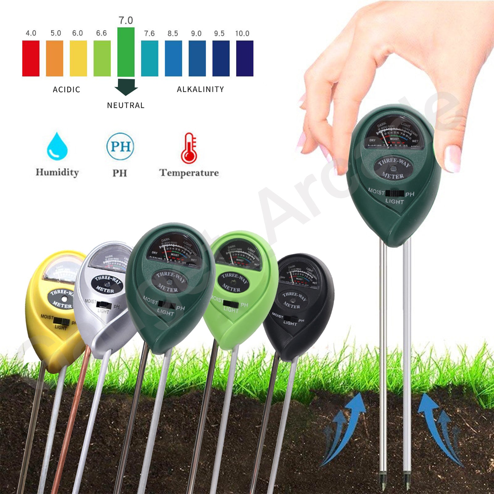 3 in 1 Soil PH Water Moisture Tester - Gadget arcade